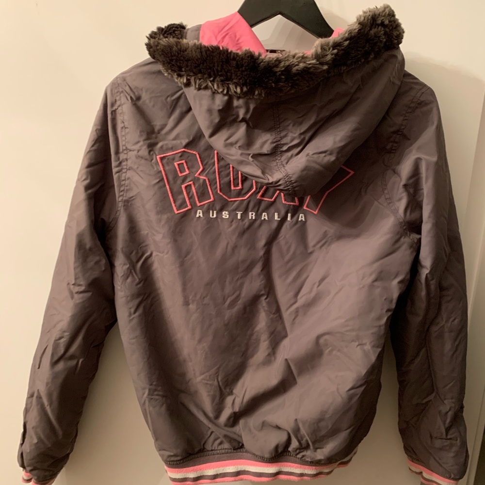 Roxy padded nylon jacket fluffy hooded bomber